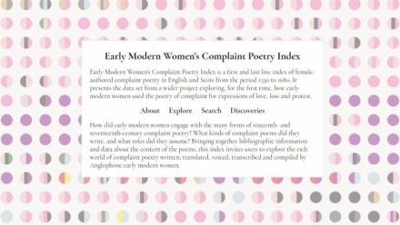 Early Modern Women and the Poetry of Complaint Project Wins Award